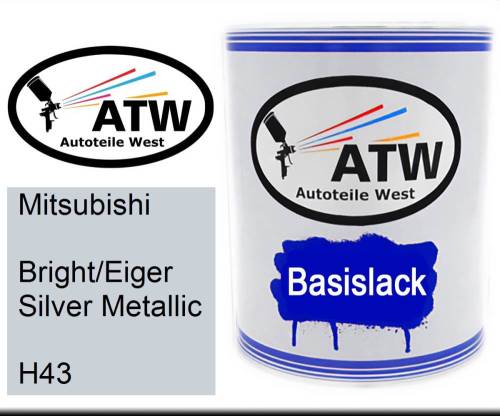 Mitsubishi, Bright/Eiger Silver Metallic, H43: 1L Lackdose, von ATW Autoteile West.